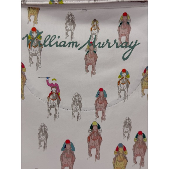 William Murray Golf Polo‎ Shirt Mens Medium White And They're Off Jockey Print - Picture 5 of 10
